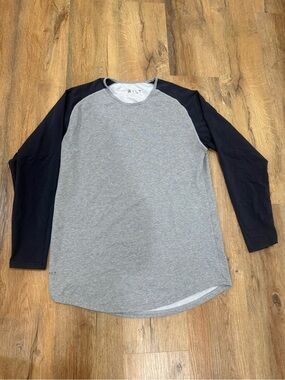BYLT Basics Long Sleeve Raglan Tee - Gray Body Black Sleeves